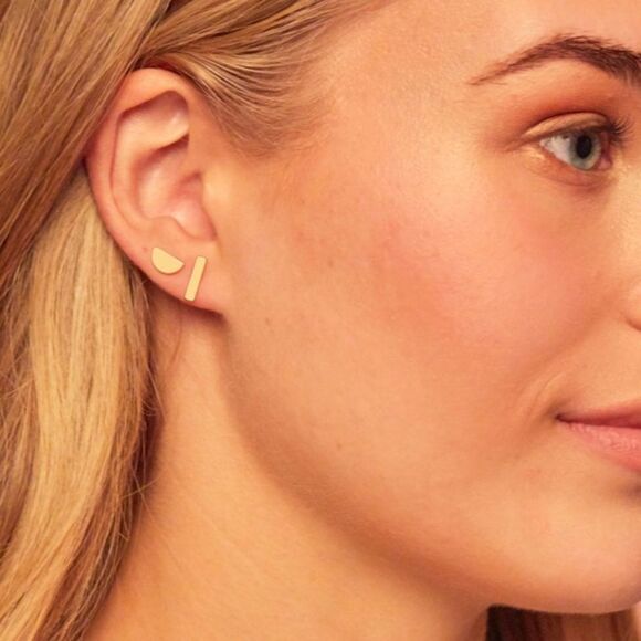 NWT Geo Earring Studs in Mix Metals - Picture 3 of 10